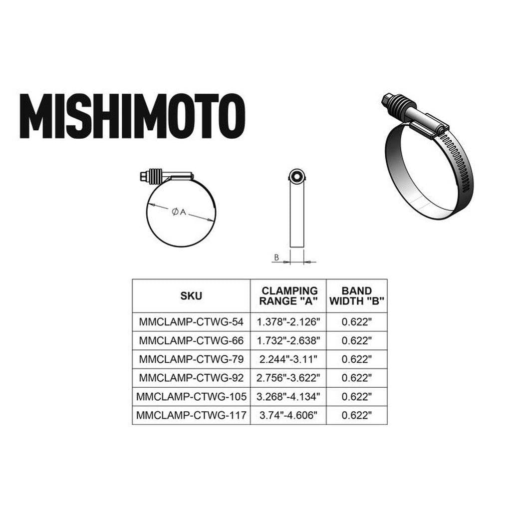MISHIMOTO MMCLAMP-CTWG-79 Constant Tension Worm Gear Clamp, 2.24" - 3.11" (57mm - 79mm) Photo-2 