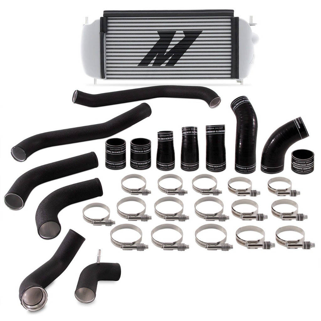 MISHIMOTO MMINT-F35T-17KBSL FORD F-150 3.5L EcoBoost Performance Intercooler Kit, 2017+, Silver Cooler, Black Pipes Photo-0 