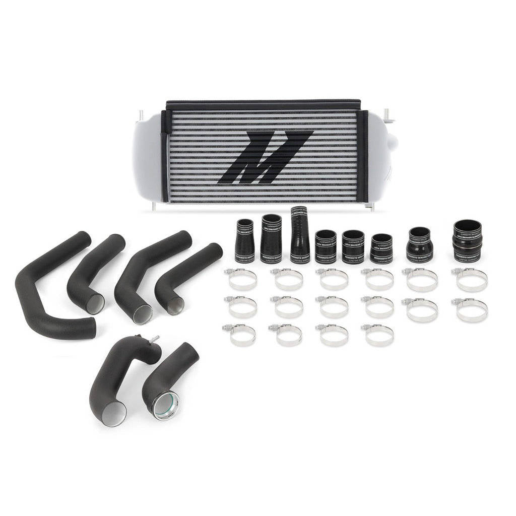 MISHIMOTO MMINT-F27T-15KBSL FORD F-150 2.7L EcoBoost Intercooler Kit, 2015-2017, Silver Cooler, Black Pipes Photo-0 