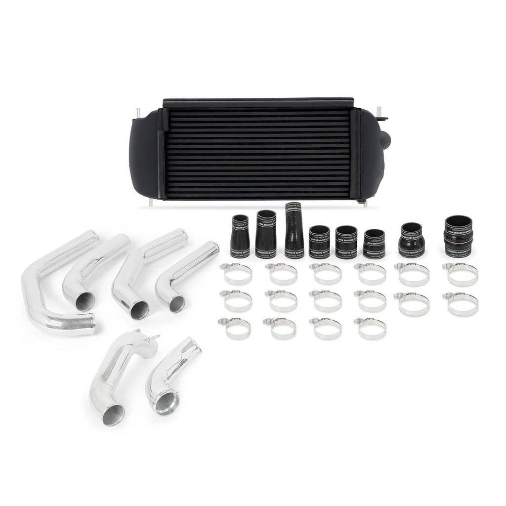 MISHIMOTO MMINT-F27T-15KPBK FORD F-150 2.7L EcoBoost Intercooler Kit, 2015-2017, Black Cooler, Polished Pipes Photo-0 