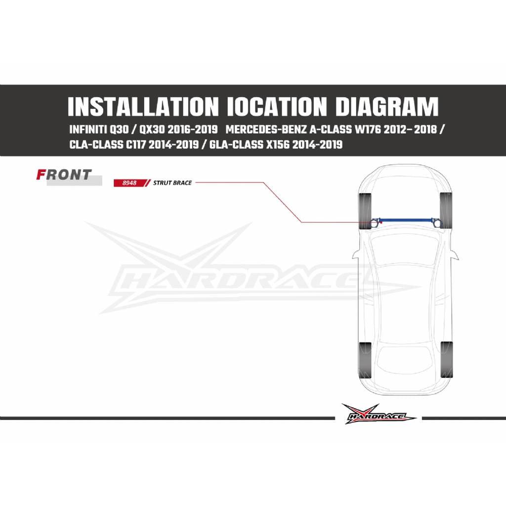 HARDRACE 8948 BODY REINFORCED BAR MERCEDES-Benz CLA 13- Photo-9 