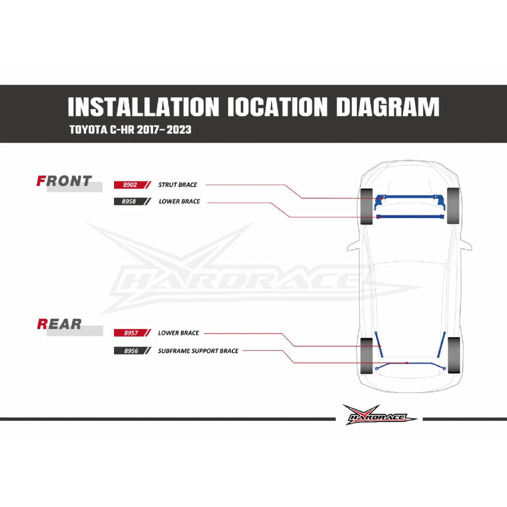 HARDRACE 8958 BODY REINFORCED BAR TOYOTA C-HR 17- Photo-6 