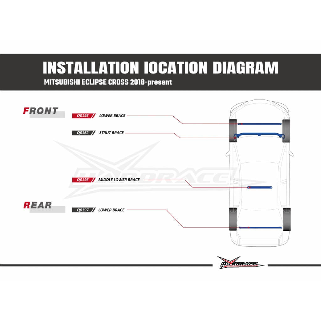 HARDRACE Q0162 BODY REINFORCED BAR MITSUBISHI ECLIPSE CROSS 17- Photo-9 