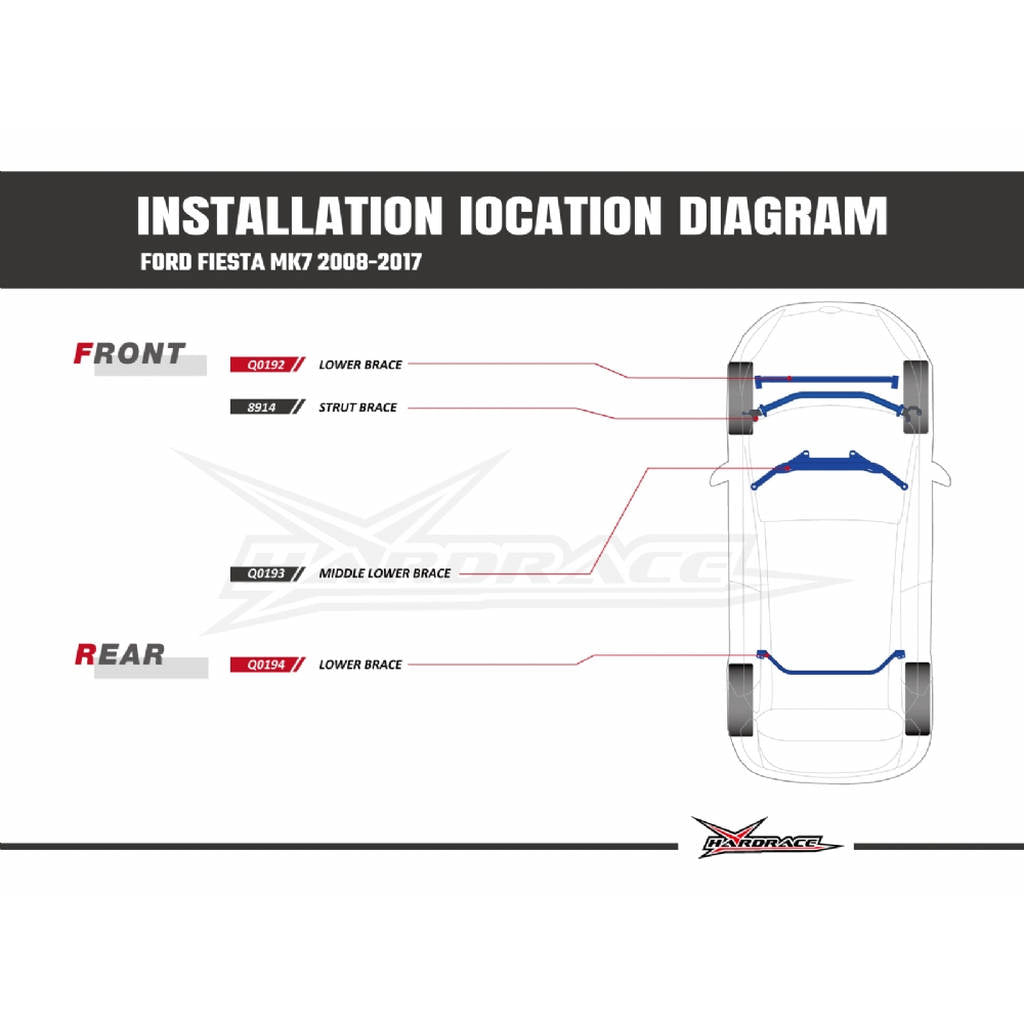 HARDRACE Q0192 BODY REINFORCED BAR FORD FIESTA 13- Photo-9 
