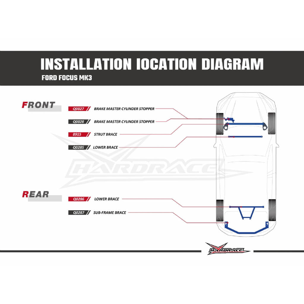 HARDRACE Q0287 BODY REINFORCED BAR FORD FOCUS MK3.5 14- Photo-4 