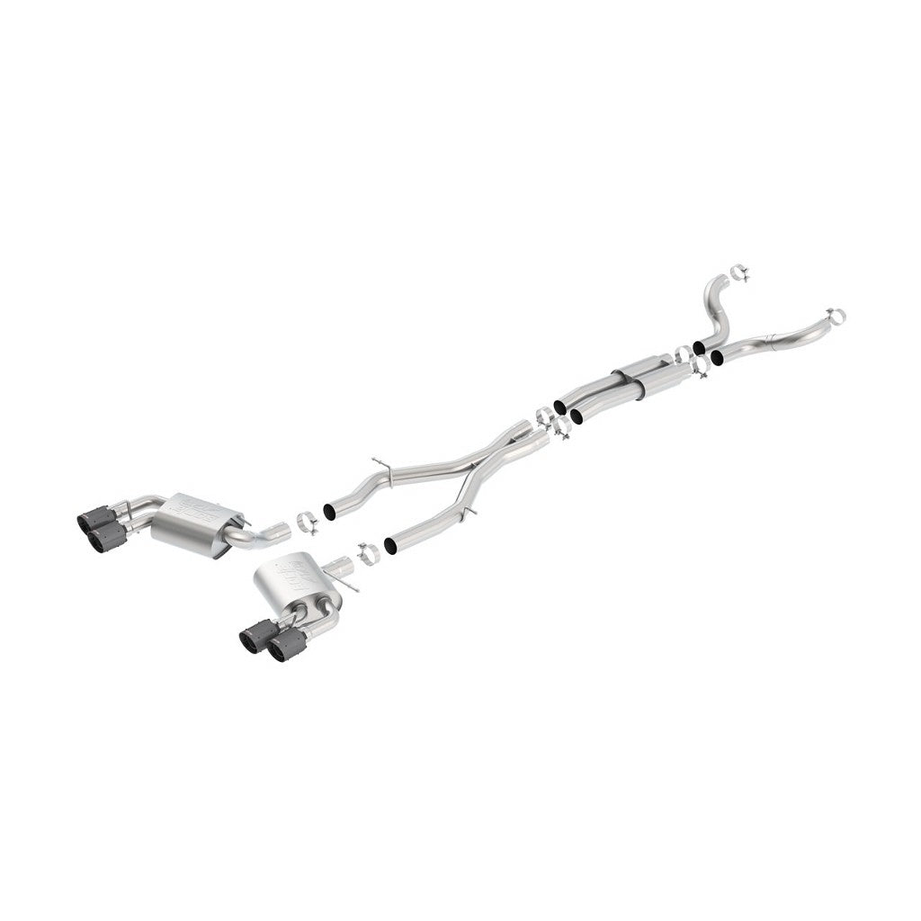 BORLA 140688CFBA Cat-Back "ATAK", For use w / Long Tube Headers 3", 2.25" D RD RL AC 4" RD x 6.25" CHEVROLET CAMARO V8 6.2L V8 Photo-0 