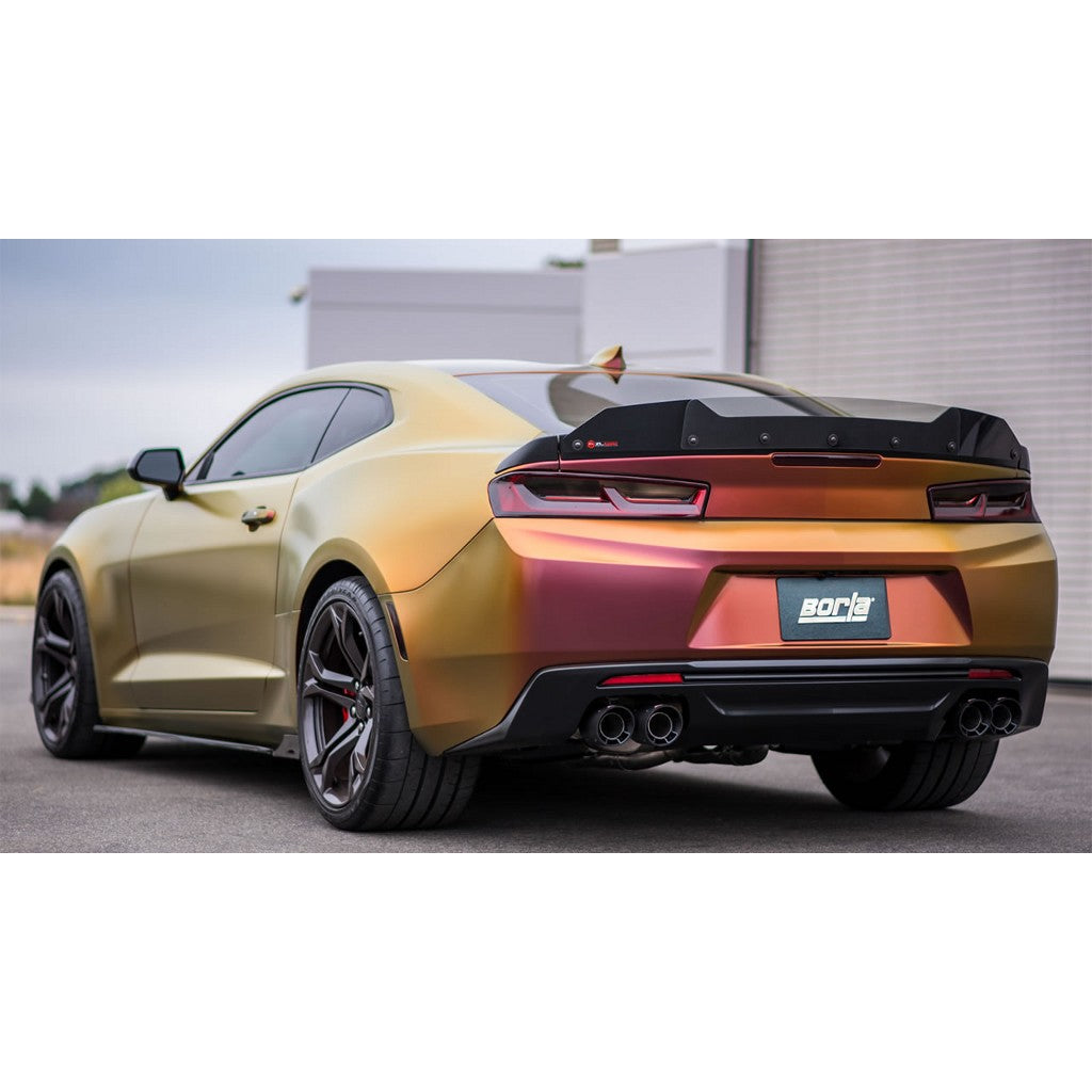 BORLA 140688CFBA Cat-Back "ATAK", For use w / Long Tube Headers 3", 2.25" D RD RL AC 4" RD x 6.25" CHEVROLET CAMARO V8 6.2L V8 Photo-1 