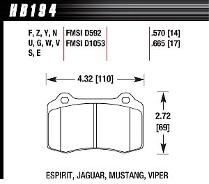 HAWK HB194F.570 Brake Pads HPS Brembo 20.5187.30, 20.5272.12, 20.5272.22 Photo-1 