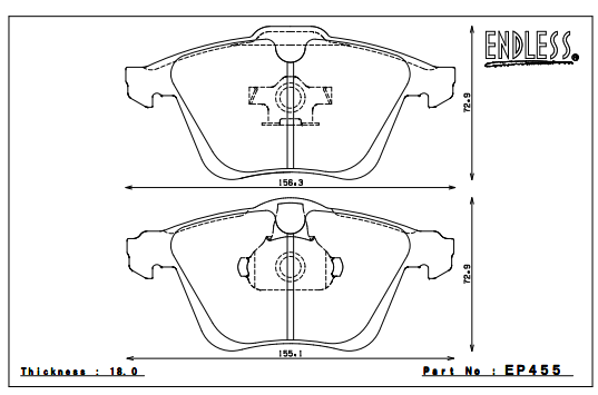 ENDLESS EP455MX72 Front brake pads MAZDA 3 2.3L Turbo (07-12) Photo-0 