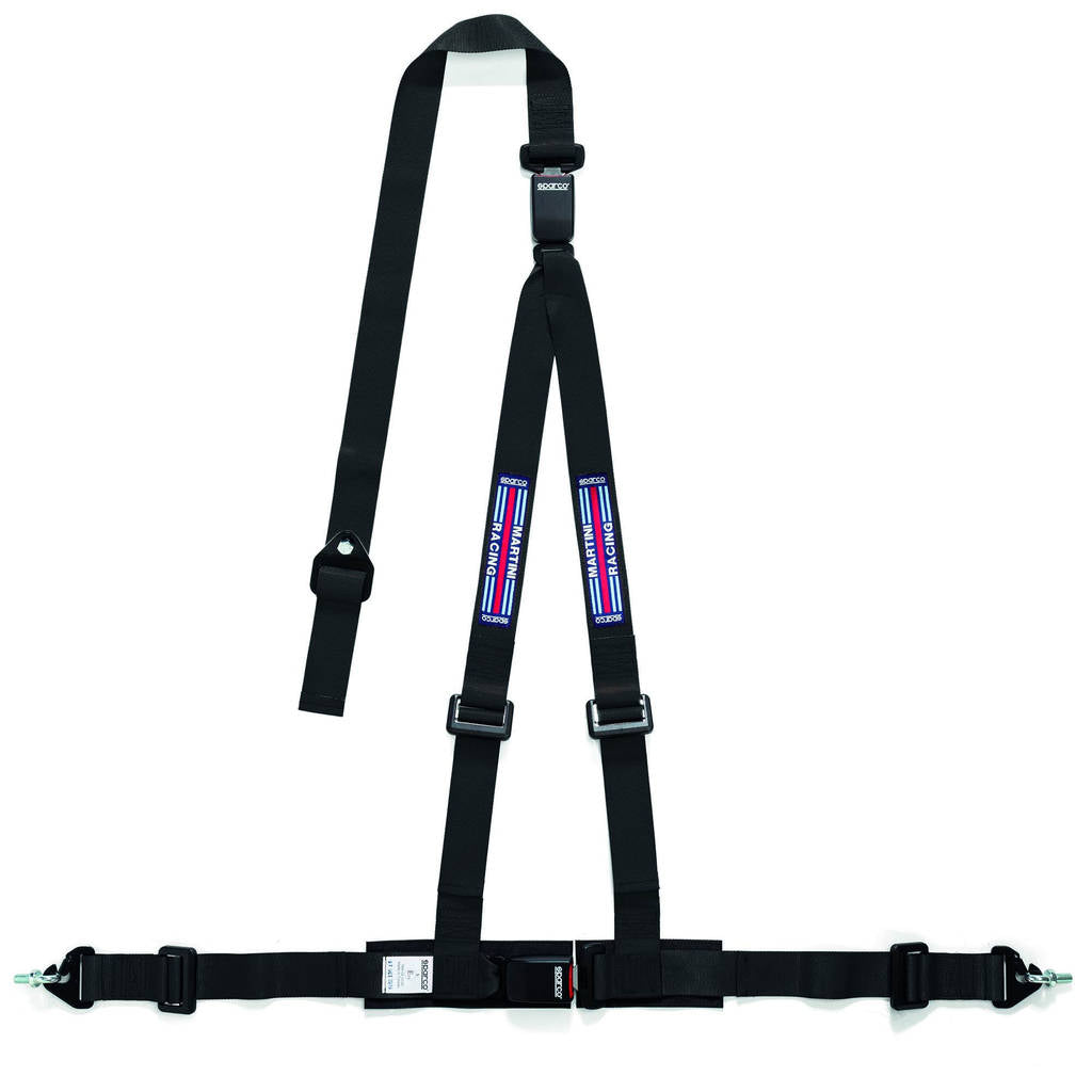 SPARCO 04608DF1MRNR Harness belts MARTINI RACING, 3 points, 2", ECE, snap on, black Photo-1 