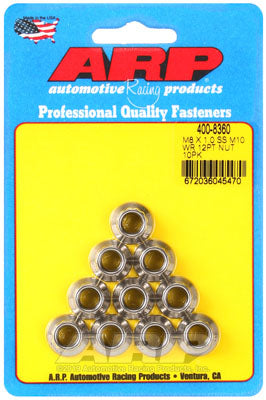 ARP 400-8360 M8 X 1.00 (M10 wr) SS 12pt nut kit Photo-0 