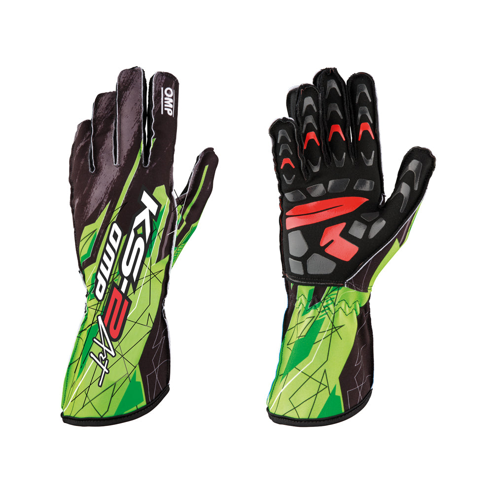 OMP KB0-2748-A01-274-XXS (KK02748274XXS) KS-2 ART Karting gloves, black/green, size XXS Photo-0 