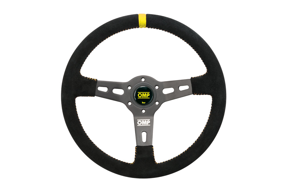 OMP OD0-2055-071 (OD/2055/N) RS steering wheel, diameter 350 mm, mid-dept dished 70 mm, suede, Black/yellow Photo-0 