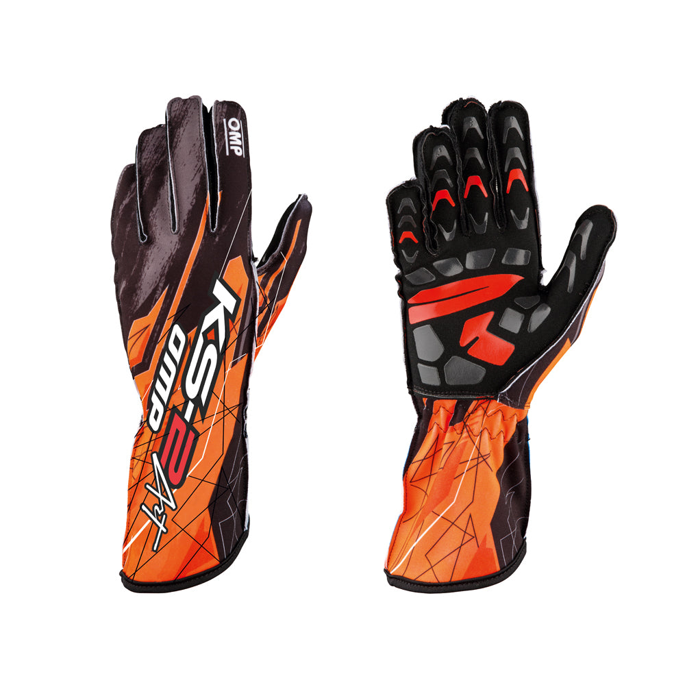 OMP KB0-2748-A01-179-S (KK02748179S) KS-2 ART Karting gloves, black/fluo orange, size S Photo-0 