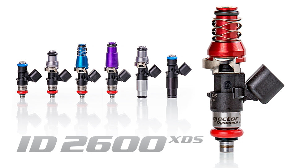 INJECTOR DYNAMICS 2600.48.11.14 UNIVERSAL single injectors ID2600-XDS, USCAR Connector, 48mm length, 11 mm (red) adapter top, Photo-0 