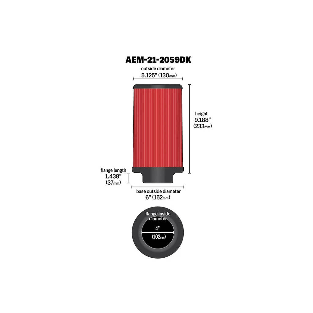 AEM 21-2059DK Dryflow Air Filter 4 inch x 9 inch Photo-2 