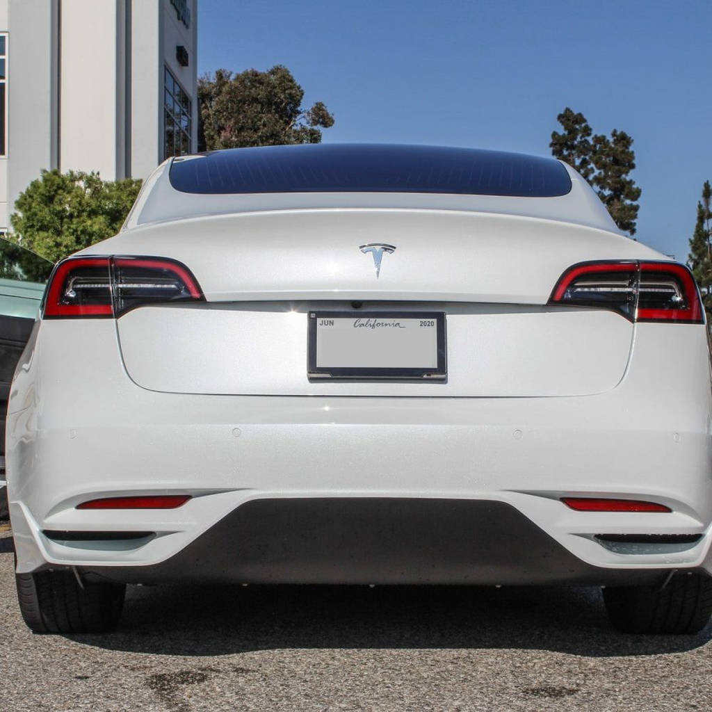 UNPLUGGED PERFORMANCE UP-M3-304-4.1 Ascension Rear Bumper - Optional Ascension-R Rear Diffuser Fins, Dry Carbon Gloss Clear for TESLA Model 3 Photo-1 