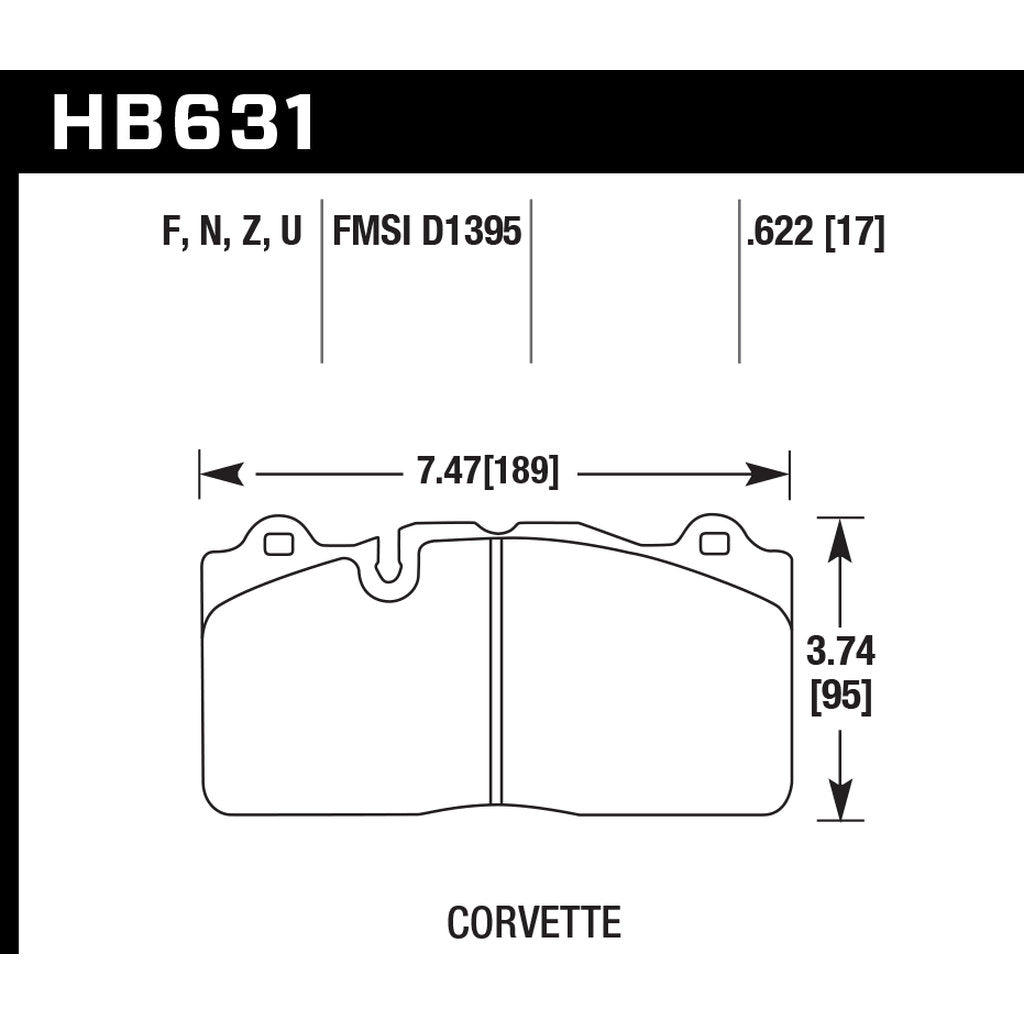 HAWK HB631F.622 Front brake pads CHEVROLET CORVETTE Z06/Z07/ZR1 Photo-2 
