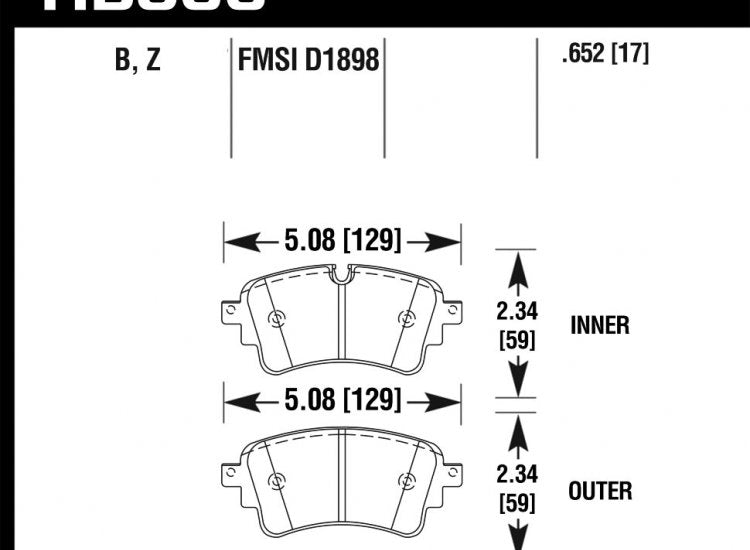 HAWK HB866B.652 Rear brake pads Street HPS 5.0 AUDI RS4, RS5, A4 B9, A5 F53 Photo-0 