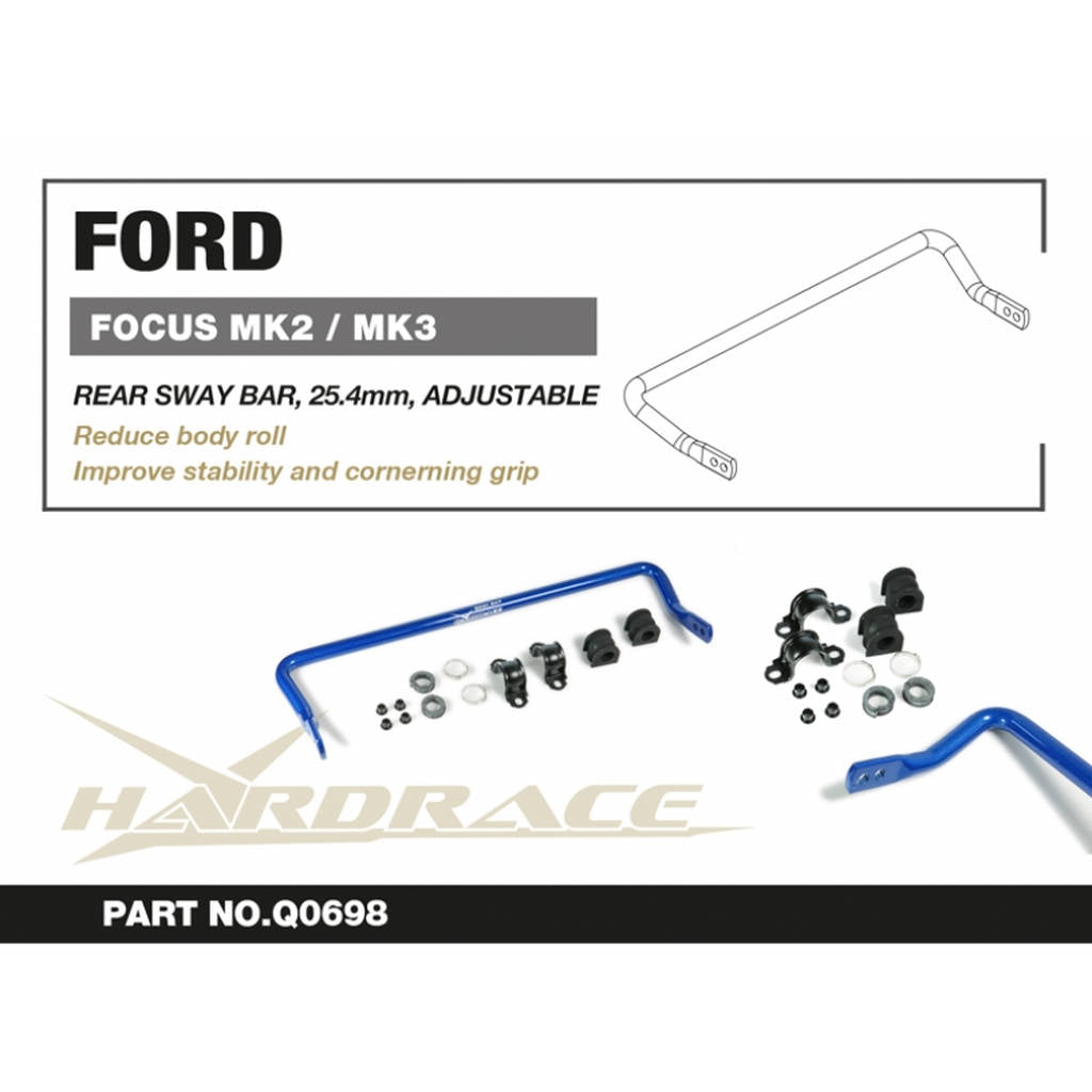 HARDRACE Q0698 FORD FOCUS MK2 '04-11(NON-RS)/FOCUS MK3 12- (NON-ST/RS) REAR SWAY BAR, 25.4mm ADJ. 13PCS/SET Photo-1 