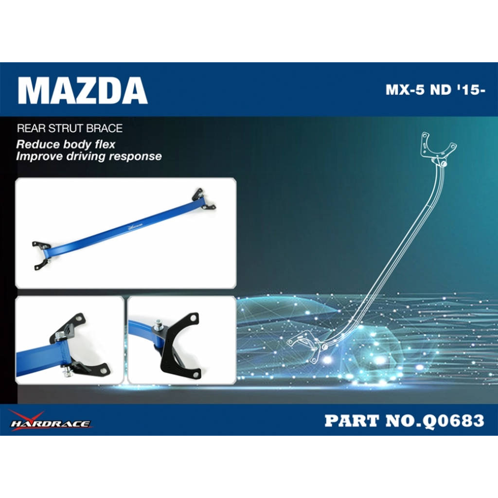 HARDRACE Q0683 MAZDA MX-5 ND '15- REAR STRUT BRACE - 1PCS/SET Photo-2 