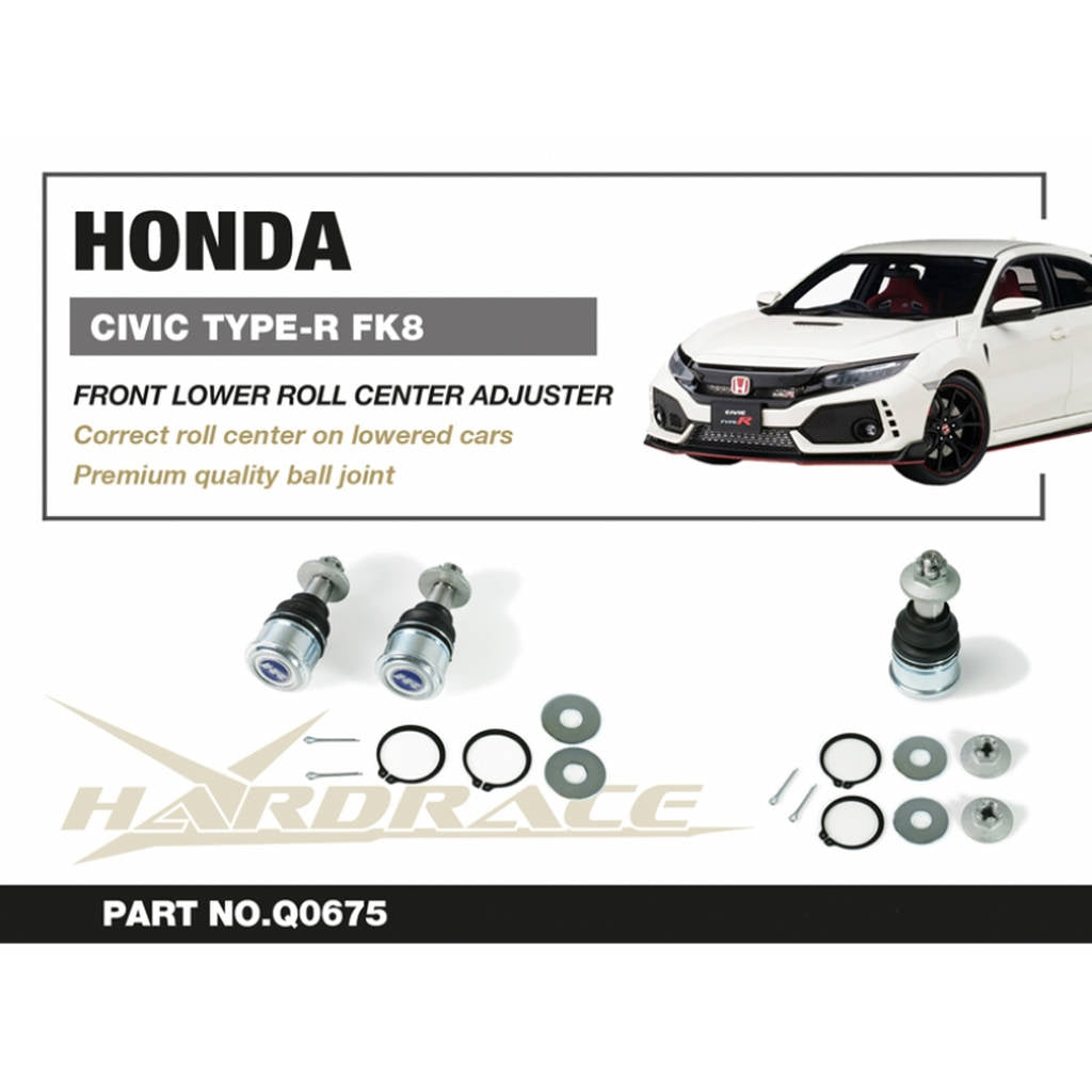 HARDRACE Q0675 HONDA CIVIC '15- FK8 TYPE-R FRONT LOWER ROLL CENTER ADJUSTER - 2PCS/SET Photo-1 