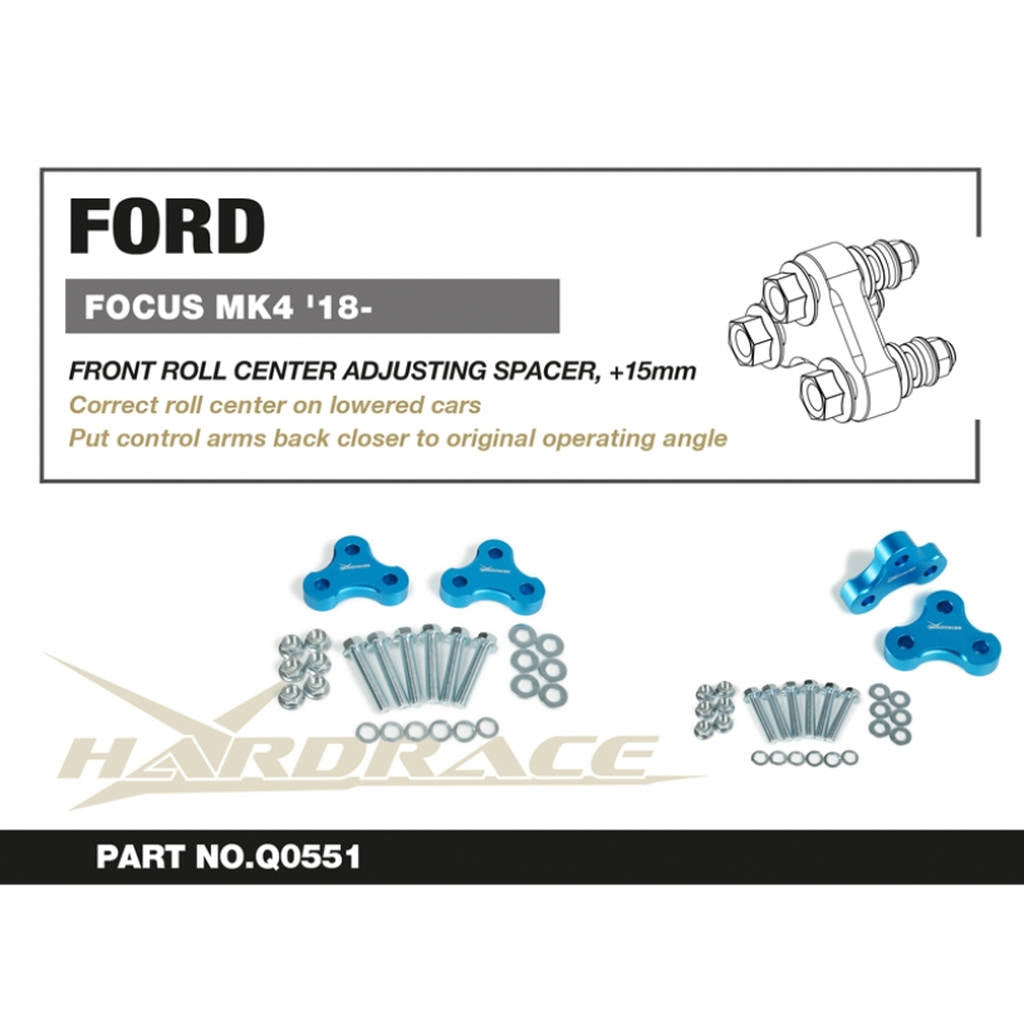 HARDRACE Q0551 FORD FOCUS '19- MK4 FRONT ROLL CENTER ADJUSTING SPACER +15mm - 2PCS/SET Photo-1 