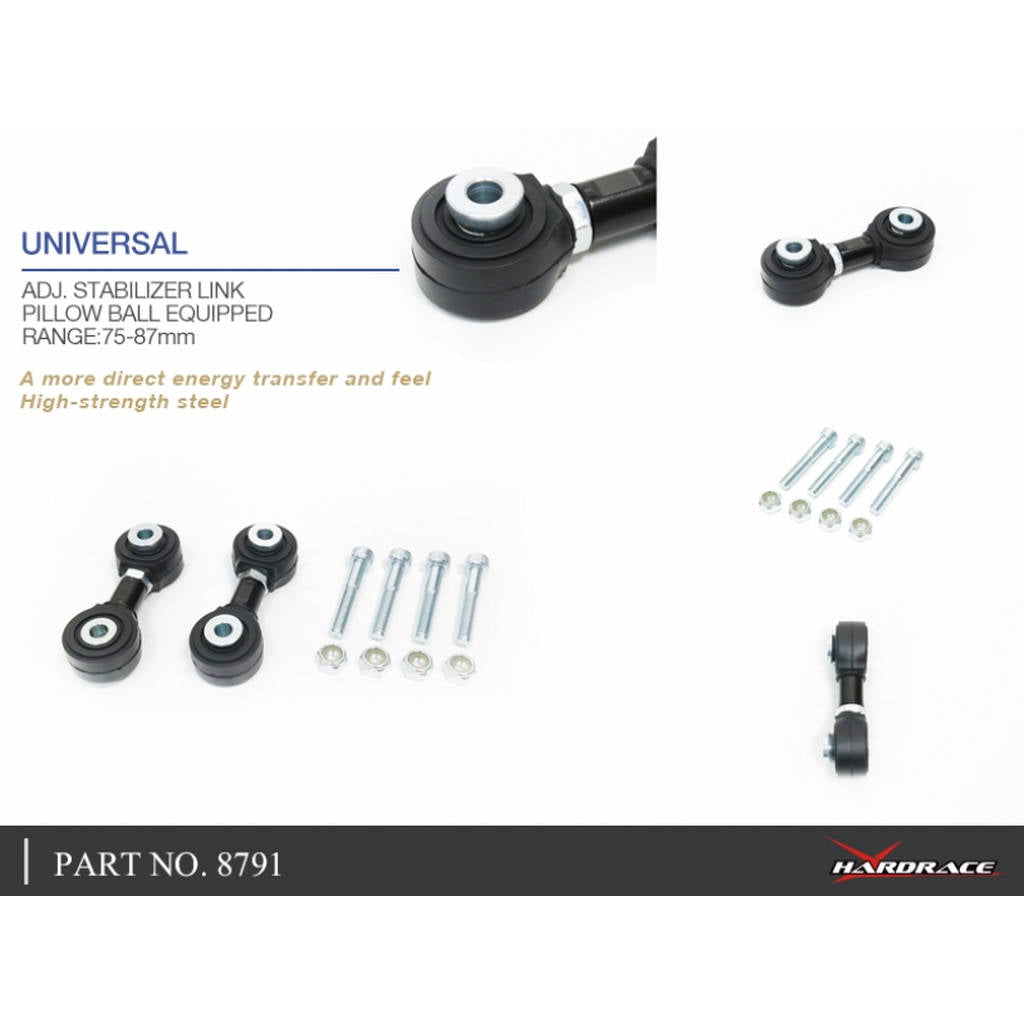 HARDRACE 8791 UNIVERSAL ADJ. STABILIZER LINK (PILLOW BALL) - 2PCS/SET RANGE:75-87mm Photo-4 