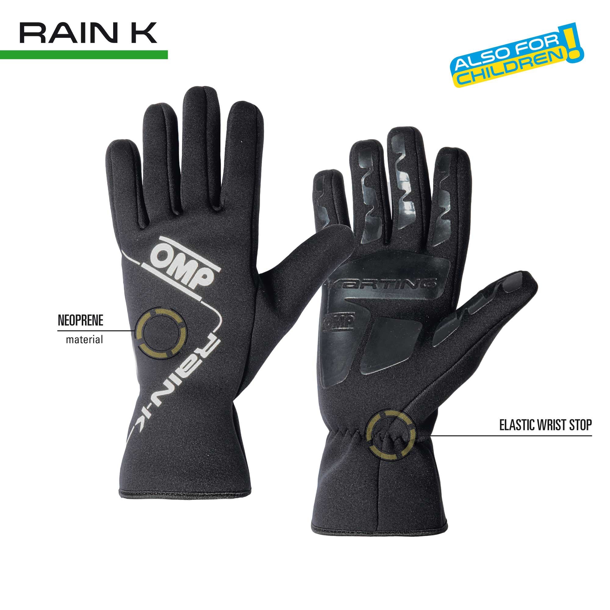 OMP KB0-2739-A01-071-L Karting Gloves Rain K, Black, Size L Photo-3 