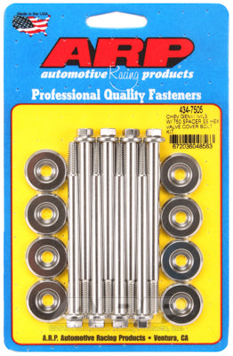 ARP 434-7505 Valve Cover Bolt Kit for Chevrolet LS Gen III/IV. with 0.750 thick spacer. hex. ARP Stainless Photo-0 