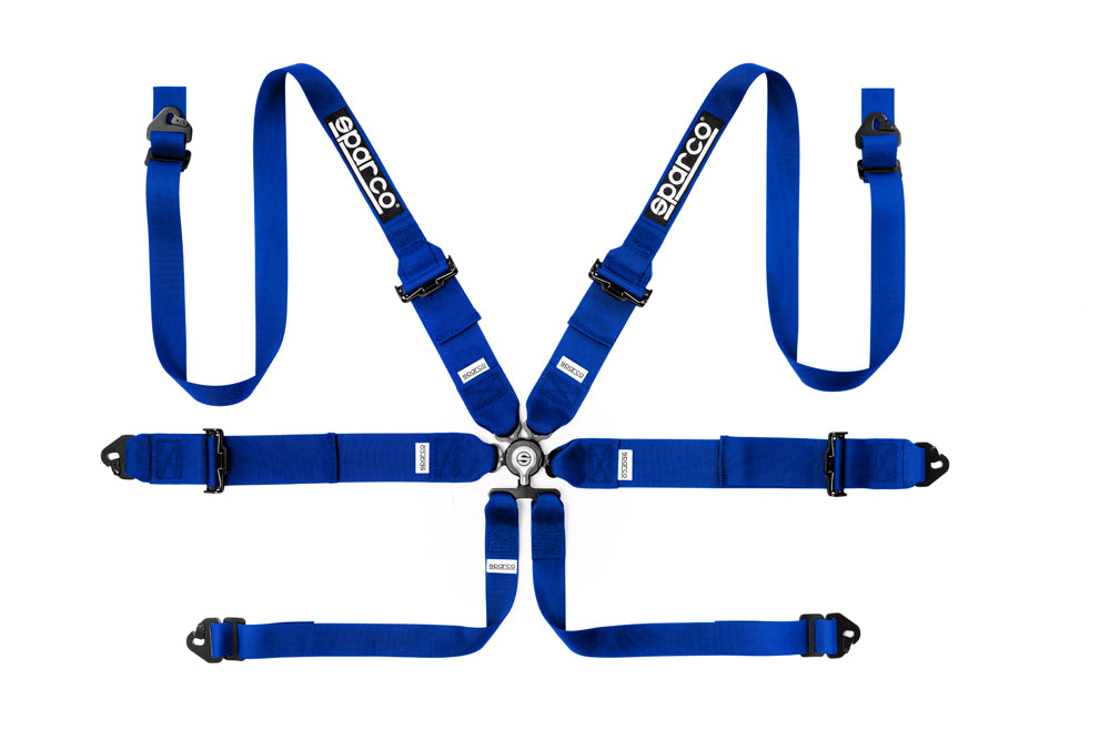 SPARCO 04818RH1AZ Harness belts COMPETITION H-3+2, 6 point, pull up, steel adjusters, HANS, FIA 8853-2016, blue Photo-0 