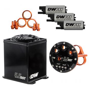 DEATSCHWERKS 6-301-55ST 5.5L Staged Surge Tank, UNIVERSAL. Includes 3 DW300 Fuel Pumps. Photo-0 