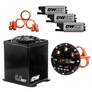 DEATSCHWERKS 6-201-55ST 5.5L Staged Surge Tank, UNIVERSAL. Includes 3 DW200 Fuel Pumps. Photo-0 