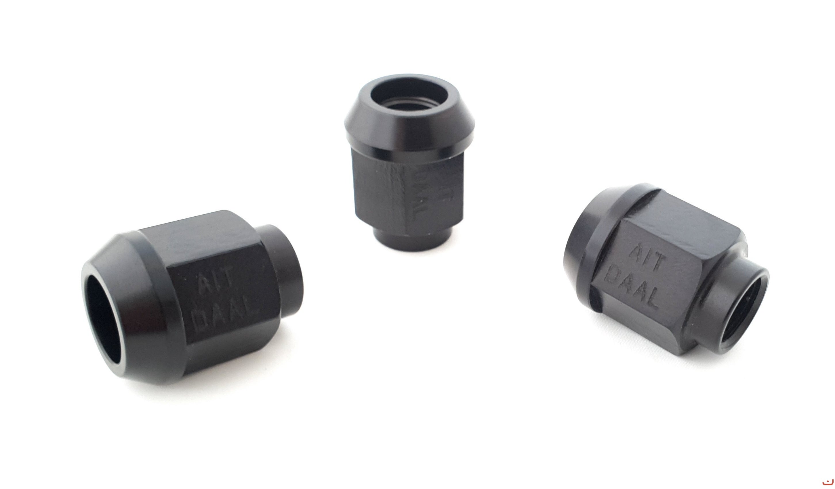 A.I.TECH AIT-DAAL 12x1,25 Ergal alloy competition nut (black) ex 19mm, o.d. 22mm conical SEAT, total lenght 27mm Photo-0 