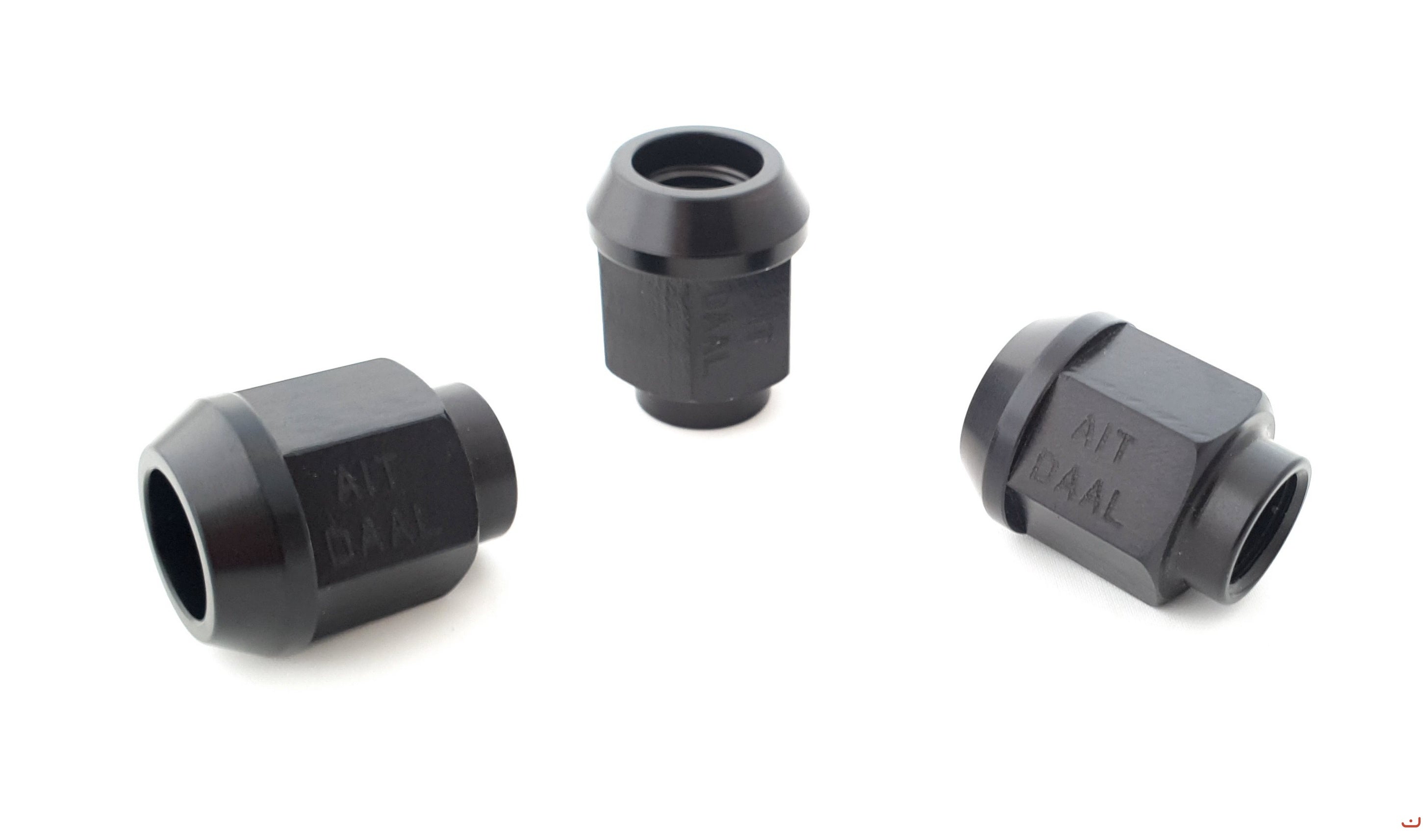 A.I.TECH AIT-DAAL Ergal alloy competition nut (black) 12x1,25, ex 19mm, o.d. 22mm, conical SEAT, total lenght 27mm Photo-0 