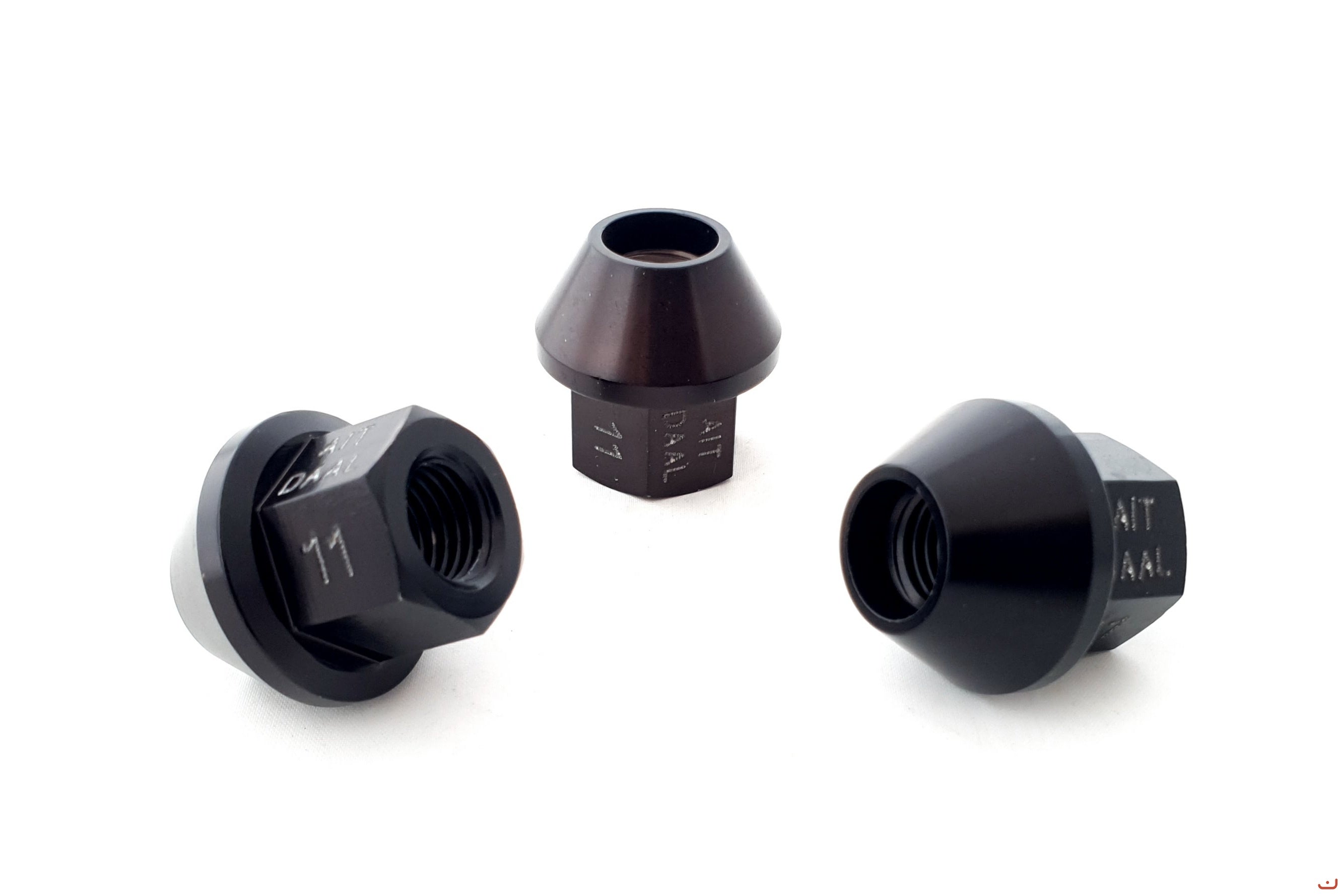 A.I.TECH AIT-DAAL11 12X1,5 Ergal alloy competition nut (black) ex 19mm o.d. 28 conical SEAT, total lenght 27mm Photo-0 