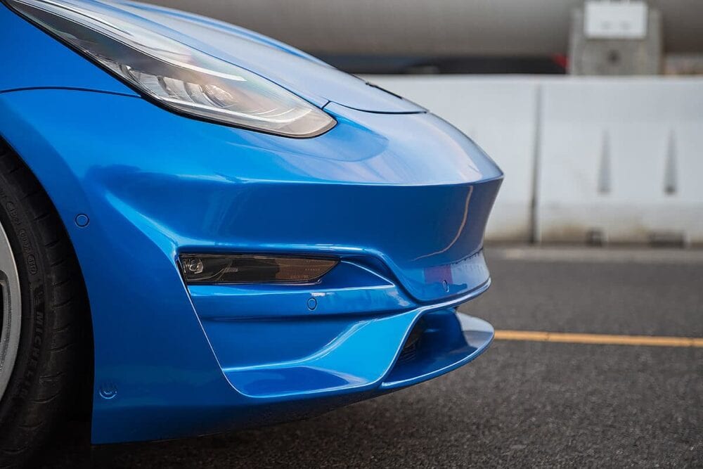 UNPLUGGED PERFORMANCE UP-M3-302-4.1 Ascension Front Fascia - Optional Front Diffuser, Dry Carbon Gloss Clear for TESLA Model 3 Photo-3 