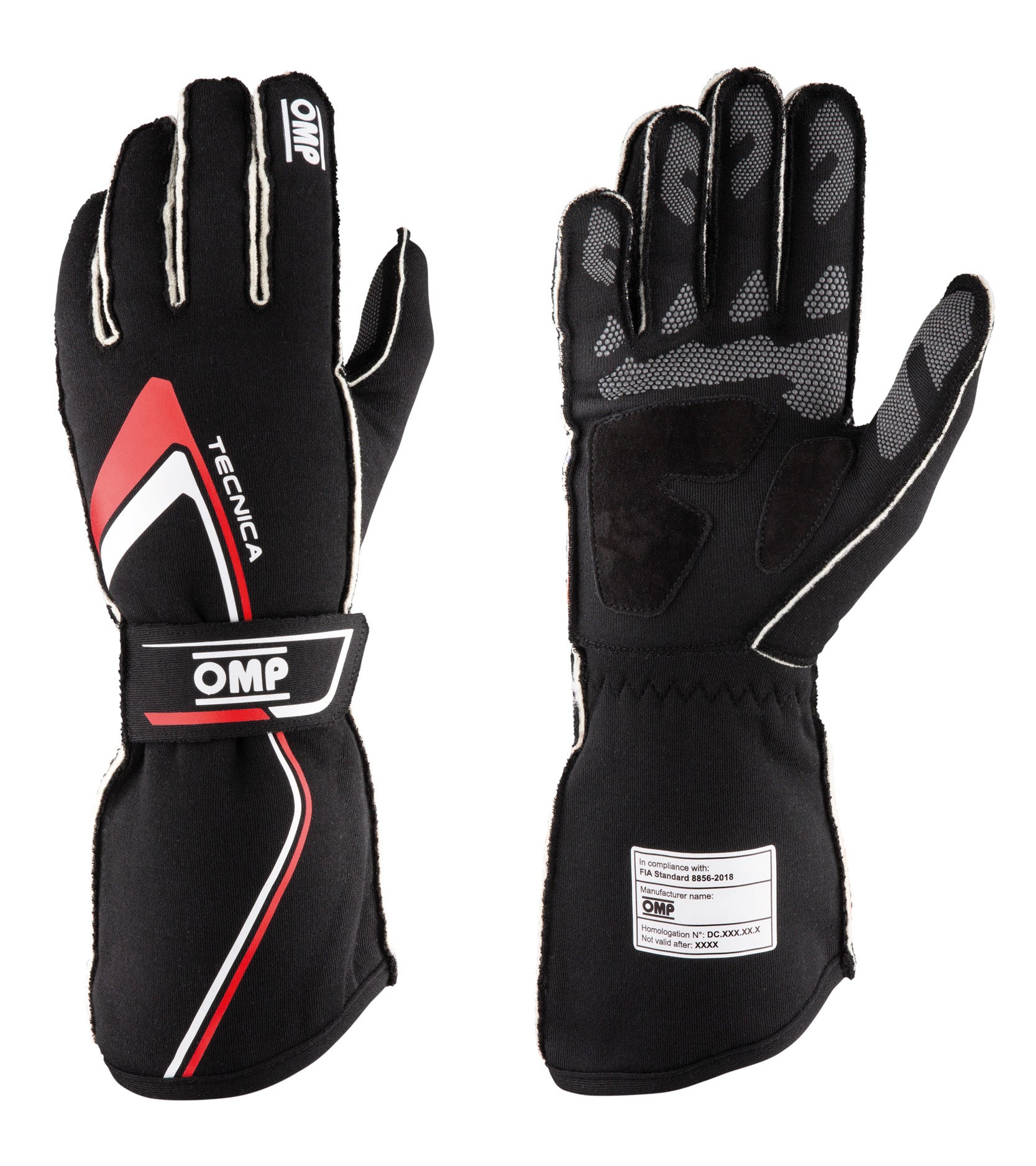 OMP IB0-0772-A01-073-S (IB/772/NR/S) TECNICA MY2021 Racing gloves, FIA 8856-2018, black/red, size S Photo-0 