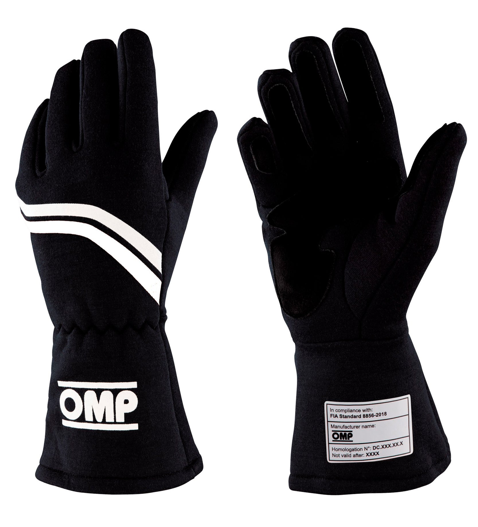 OMP IB0-0746-B01-071-L (IB/746E/N/L) Racing gloves DIJON my2021, FIA 8856-2018, black, size L Photo-0 