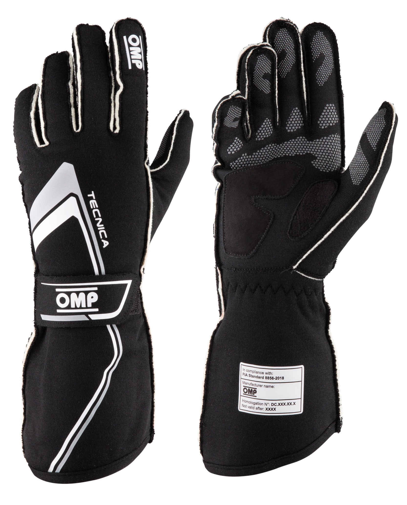 OMP IB0-0772-A01-071-L (IB/772/NW/L) TECNICA MY2021 Racing gloves, FIA 8856-2018, black/white, size L Photo-0 