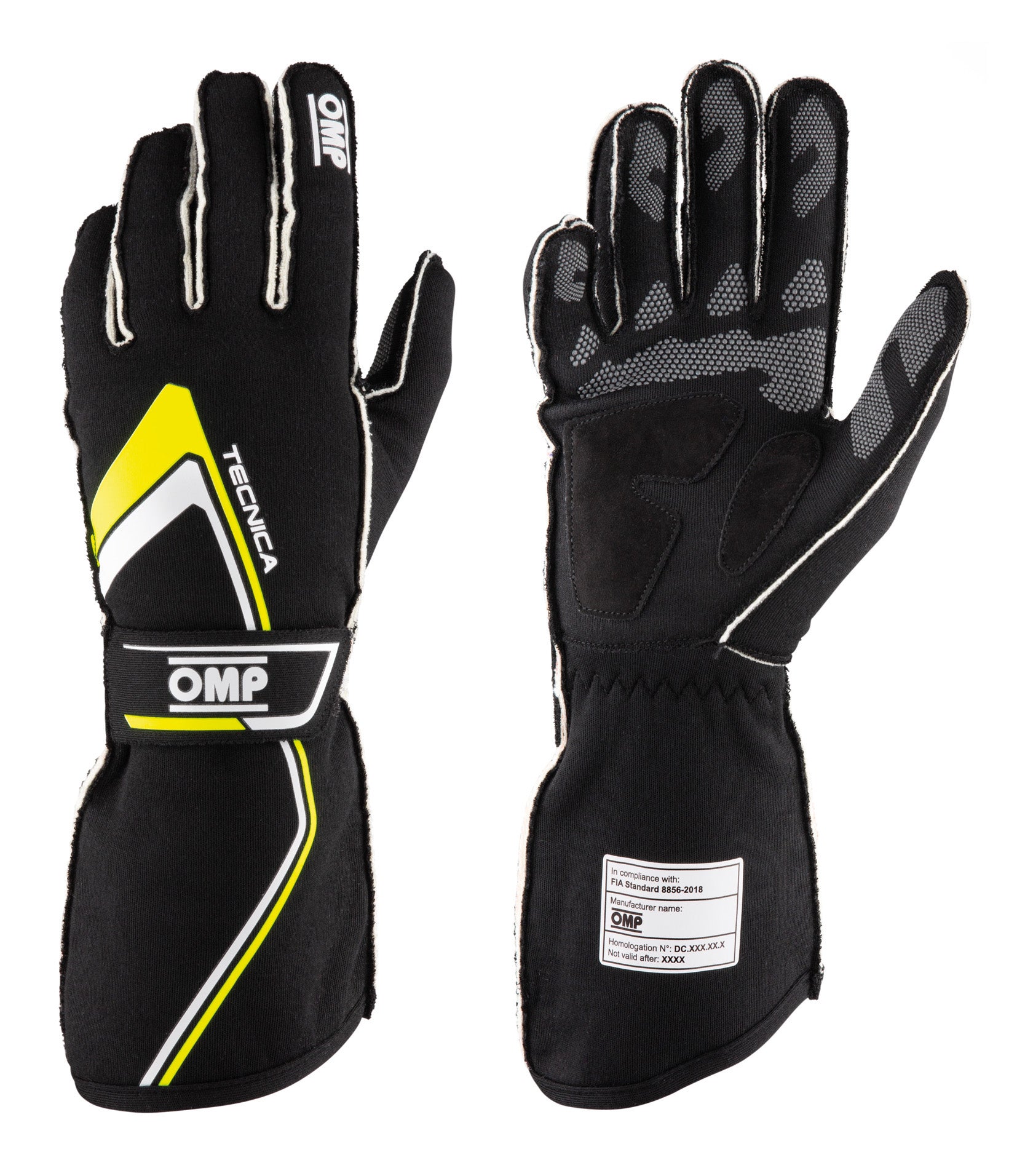 OMP IB0-0772-A01-178-M (IB/772/NGI/M) TECNICA MY2021 Racing gloves, FIA 8856-2018, black/yellow, size M Photo-0 