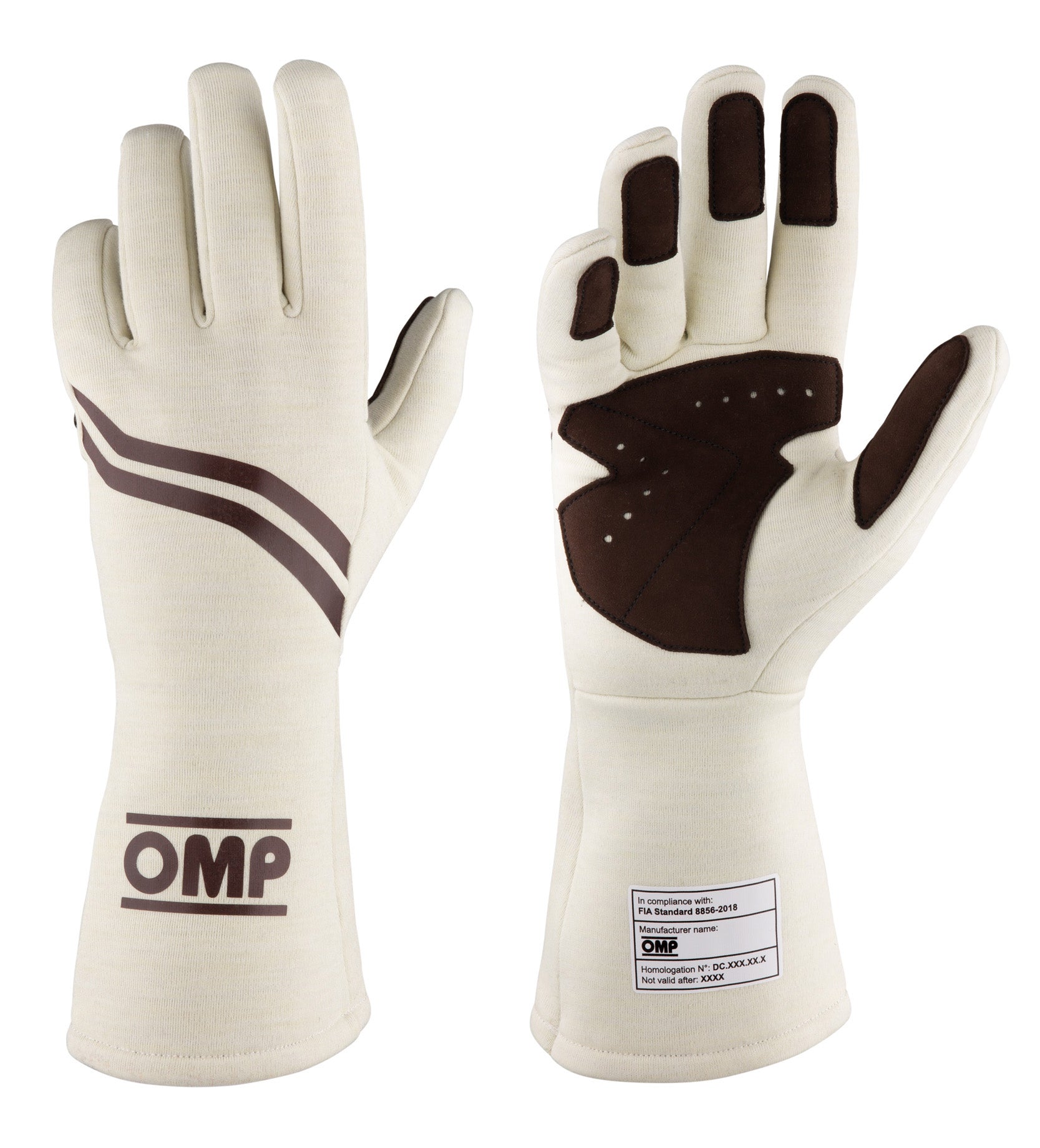 OMP IB0-0746-B01-028-L (IB/746E/M/L) Racing gloves DIJON my2021, FIA 8856-2018, cream, size L Photo-0 