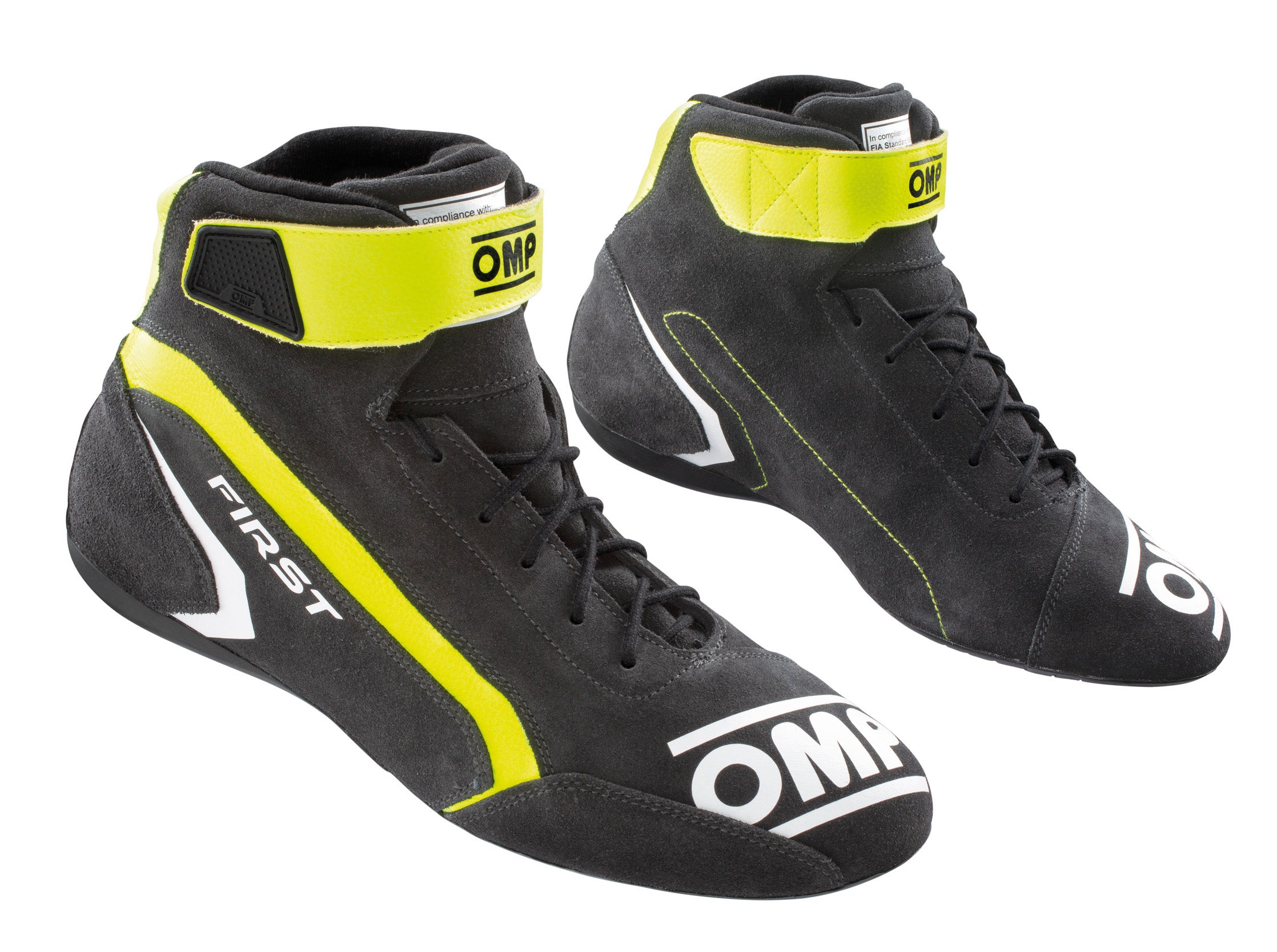 OMP IC0-0824-A01-182-41 (IC/82418241) FIRST my2021 Racing shoes, FIA 8856-2018, anthracite/yellow fluo, size 41 Photo-0 