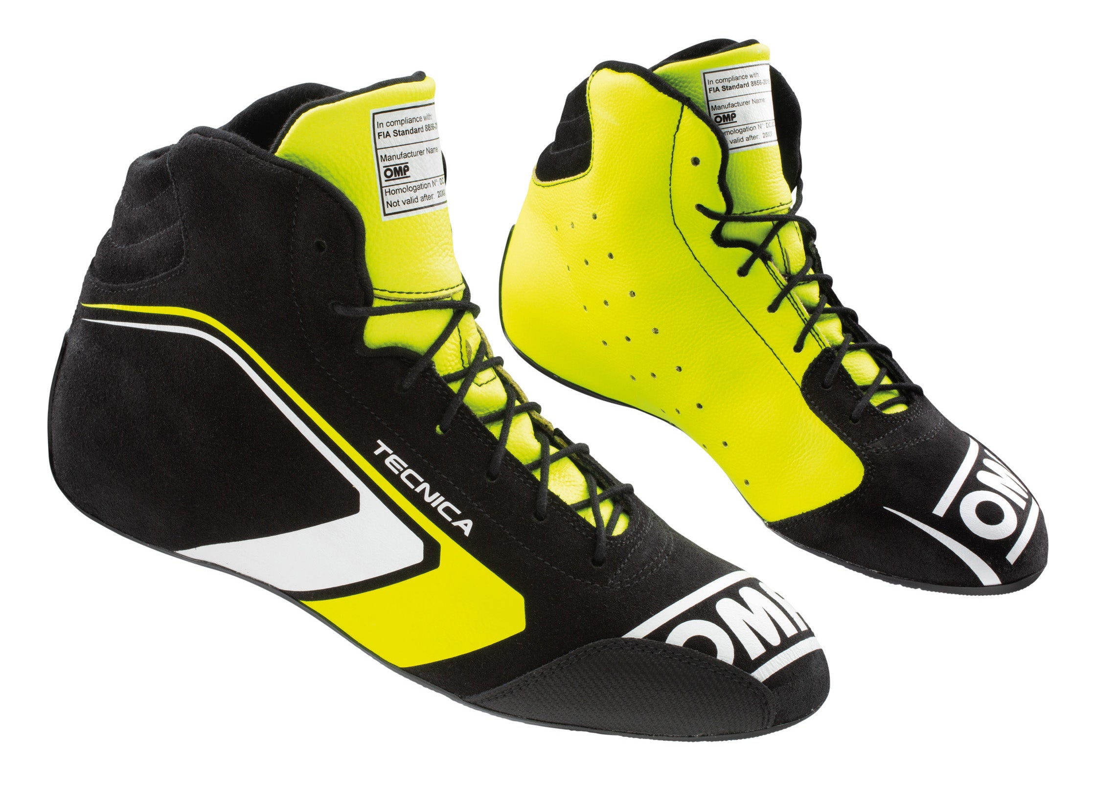 OMP IC0-0823-A01-178-39 (IC/82317839) TECNICA MY2021 Racing shoes, FIA 8856-2018, black/fluo yellow, size 39 Photo-0 