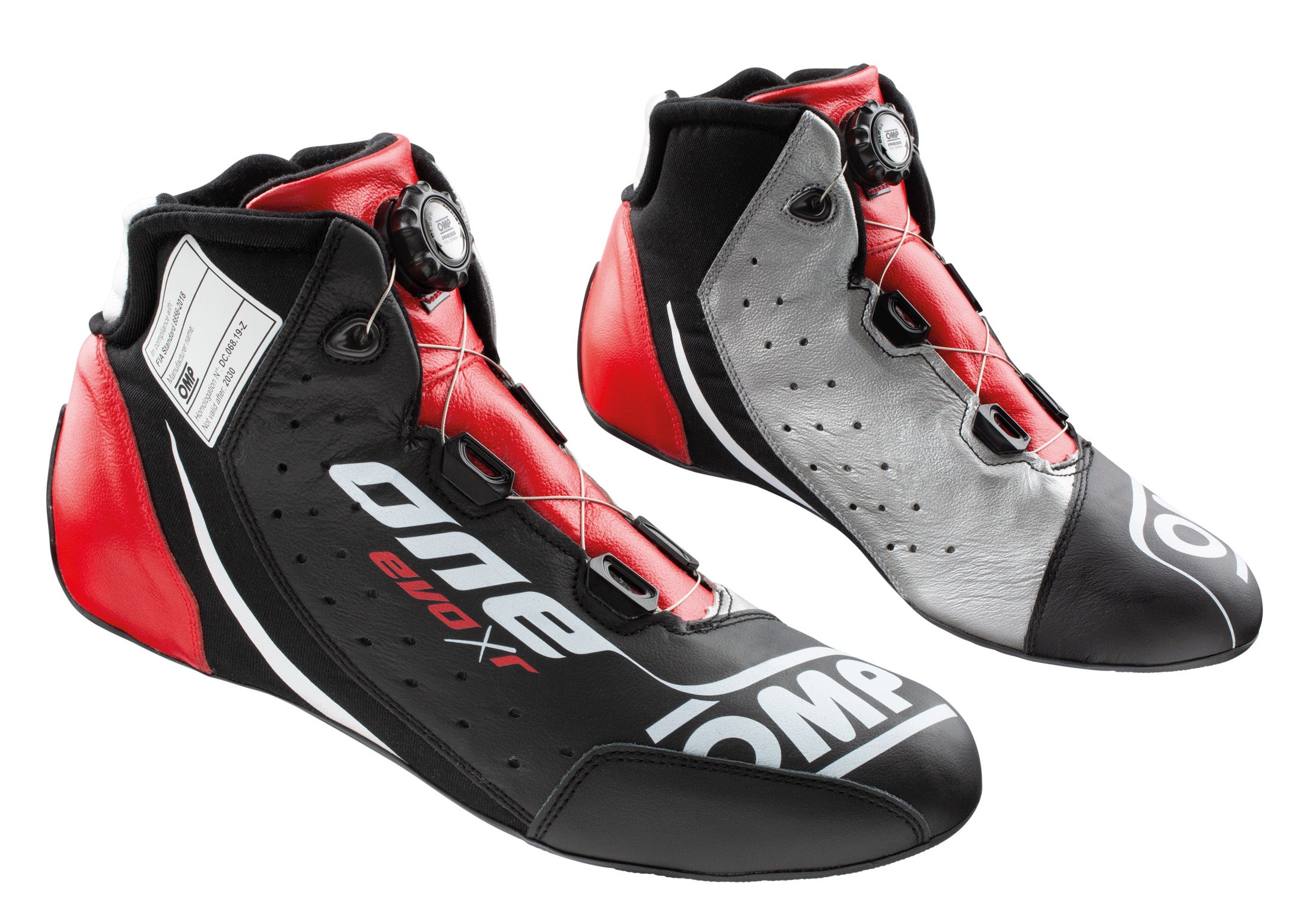 OMP IC0-0805-B01-172-40 (IC/805E17240) ONE EVO X R Racing shoes, FIA 8856-2018, black/silver/red, size 40 Photo-0 