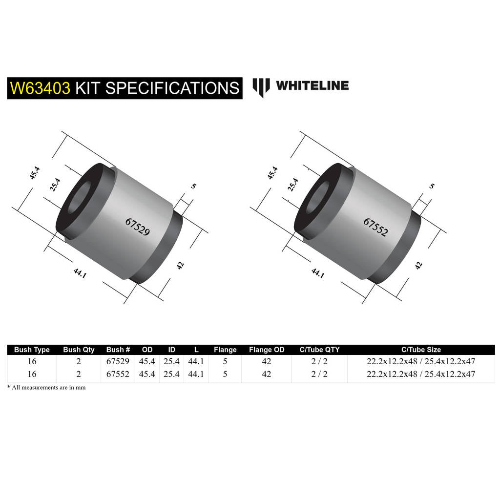 WHITELINE W63403 Control Arm Bushing - Upper Front Photo-4 