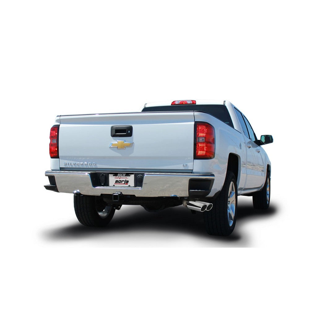 BORLA 140550 Cat Back Exhaust System Silv / Sierra 1500 2013- 5.3L Crew Cab Standard Bed (78.7") 153.0" Wheel Base ATACK Split Side Exit Photo-1 