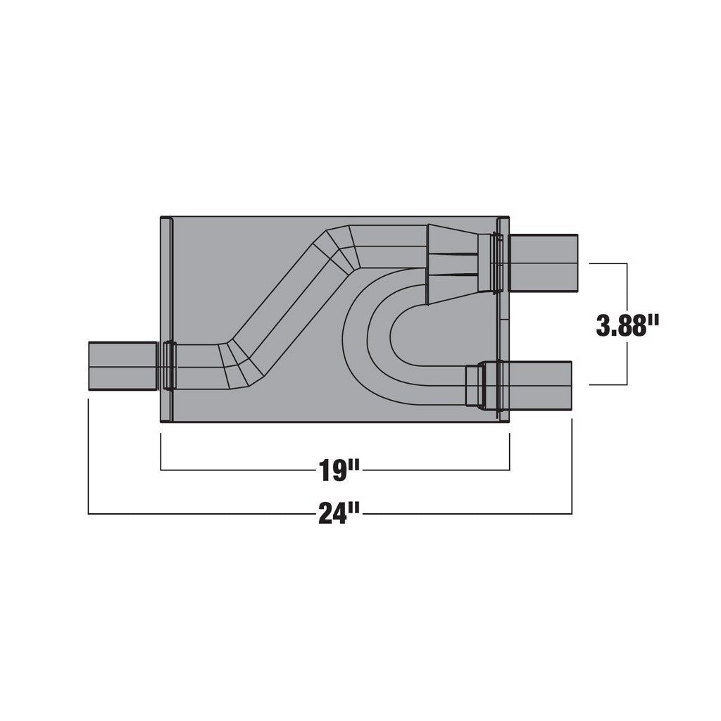 BORLA 40477 Transverse Flow - Single 2.5" Inlet-Dual 2.5" Outlet 19"x5.5"x10.25" Photo-2 