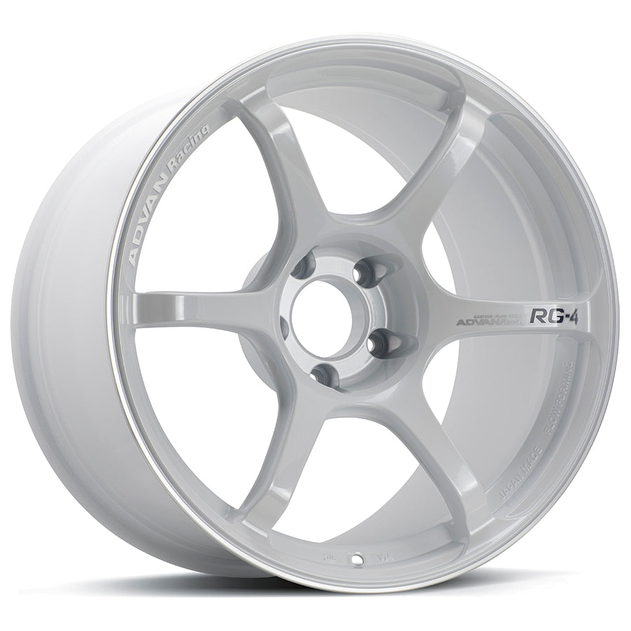 ADVAN YA48I25EWMR Wheel V5050 RG-4 18X9.0 ET25 5-114.3 RACING WHITE METALLIC & RING Photo-0 