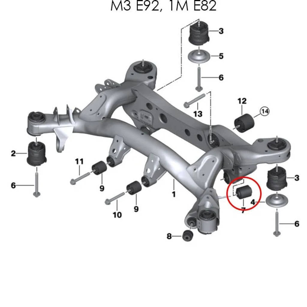 MILLWAY 90456 Rear Inner Lower Uniball Bushings for BMW E8x / E9x / 1M (E82) / M2 / M3 / M4 (F8x / G8x) Photo-3 